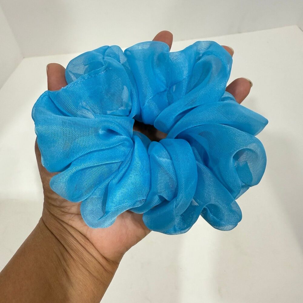New Women XL Blue Sheer Scrunchie Single Hair Tie XLarge - Picture 3 of 5